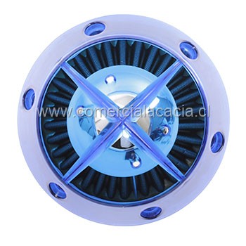 filtro de aire conico 3 pulgadas AZUL con plastico
