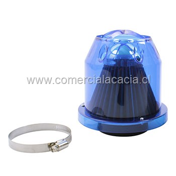 filtro de aire conico 3 pulgadas AZUL con plastico
