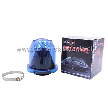 filtro de aire conico 3 pulgadas AZUL con plastico