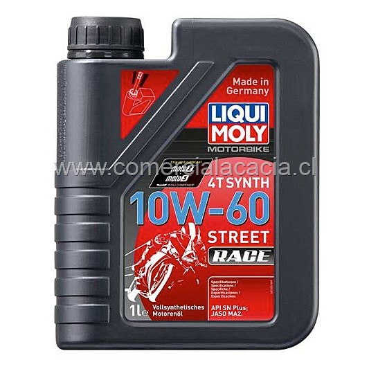 aceite liquimoly 10w60 1lt moto 4tiempo sintetico street race sl 1525