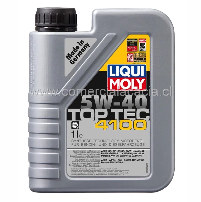 aceite liquimoly 5w40 top tec 4100 x1litro 9510