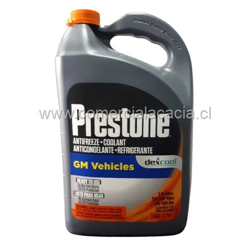 anticongelante prestone extended life 50/50 1galon dexcool tapa naranja gm vehículos 01PRAF850