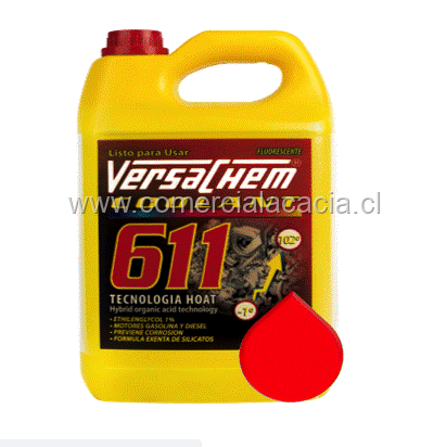 anticongelante versachem 611 ROJO x4litros -1°c +102°c
