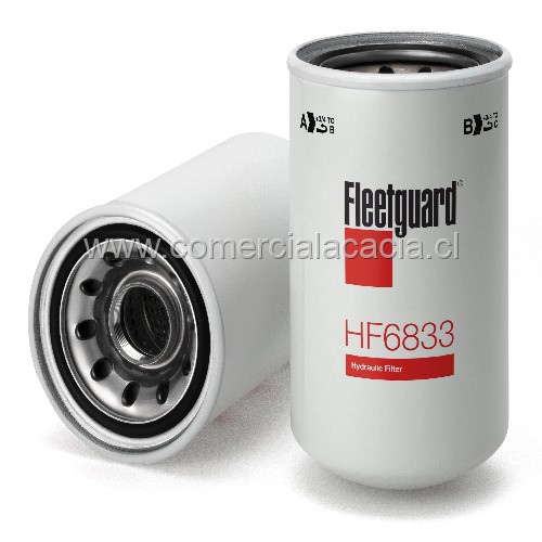 filtro de aceite hidraulico HF6833 FLEETGGUARD BT8801-MPG John Deere AT184206; Komatsu 1233914-H1, 1233914-H2, 1233914-H4 P552461 HF6833 HF6835 HC7603