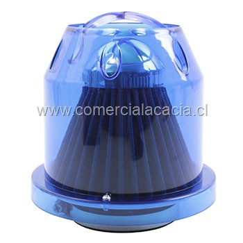 filtro de aire conico 3 pulgadas AZUL con plastico